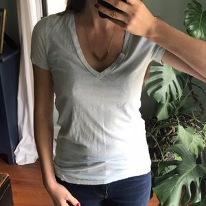 J crew light blue green vintage v neck tee